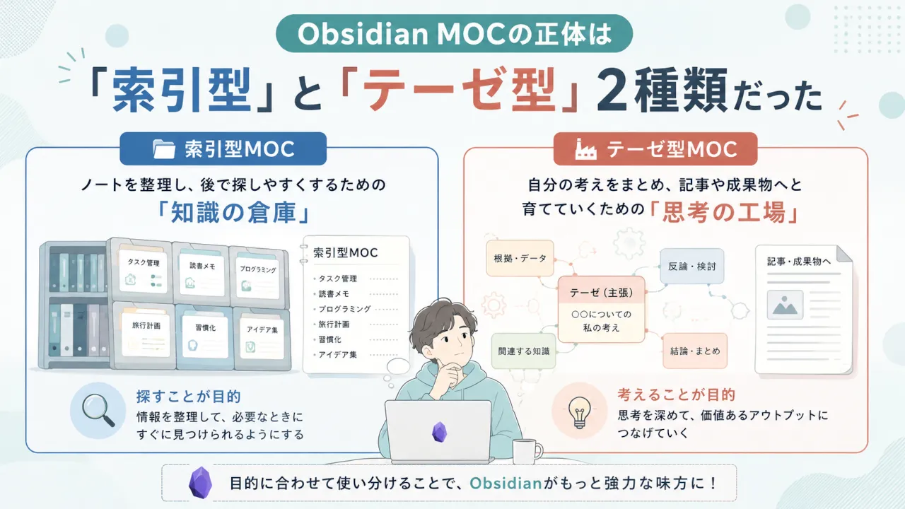 MOCの方は「テーゼ」と「索引」方の2つだった